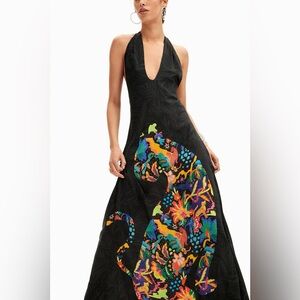 Desigual JUNGLE DESIGN MAXI HALTER NECK DRESS medium